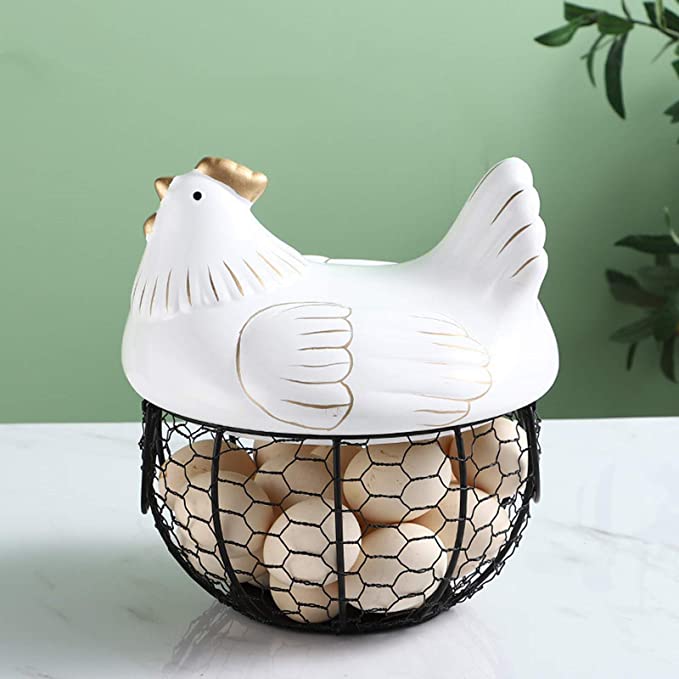 Chicken Design Ceramic Egg Storage Basket Iron Basket Holds 20-25 Eggs, Egg  Holder, Organizer Case, Container Egg Basket Holder