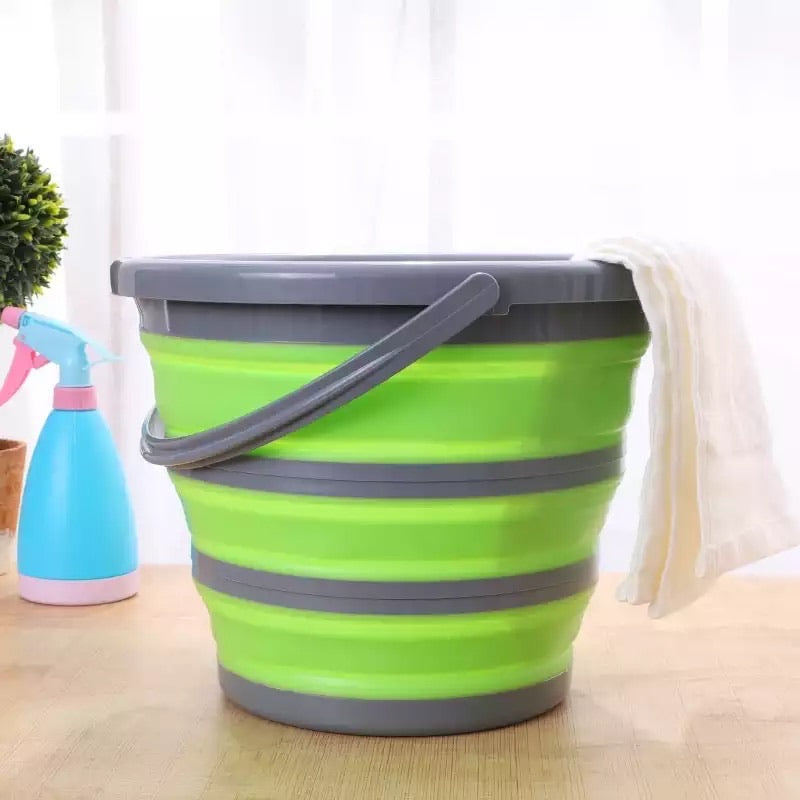 2.65 Gal. Blue Foldable Silicone Collapsible Bucket